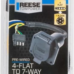REESE Towpower 4-way To 7-Way Flat Vehicle & Trailer End Blade Connector, Pre-Wired -Simoniz Shop pre wired tow electrical 7 way blade connector vehicle end dc70eb3d 4399 4e68 bc42 e1681e785d01