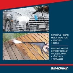 Simoniz 1800 PSI 1.4 GPM Corded Cold Water Wheeled Brushed Electric Pressure Washer W/ Foam Blaster -Simoniz Shop simoniz 1800psi electric pressure washer 3761633d 28e7 406c bac3 e2015a137636