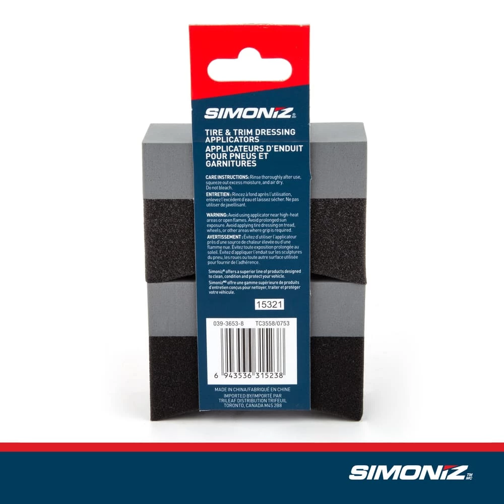 SIMONIZ Tire Shine Car Wheel WasherTire DressingFoam Applicator Sponge Blocks, Grey/Black, 2-pk 5 SIMONIZ Tire Shine Car Wheel WasherTire DressingFoam Applicator Sponge Blocks, Grey/Black, 2-pk - Image 3