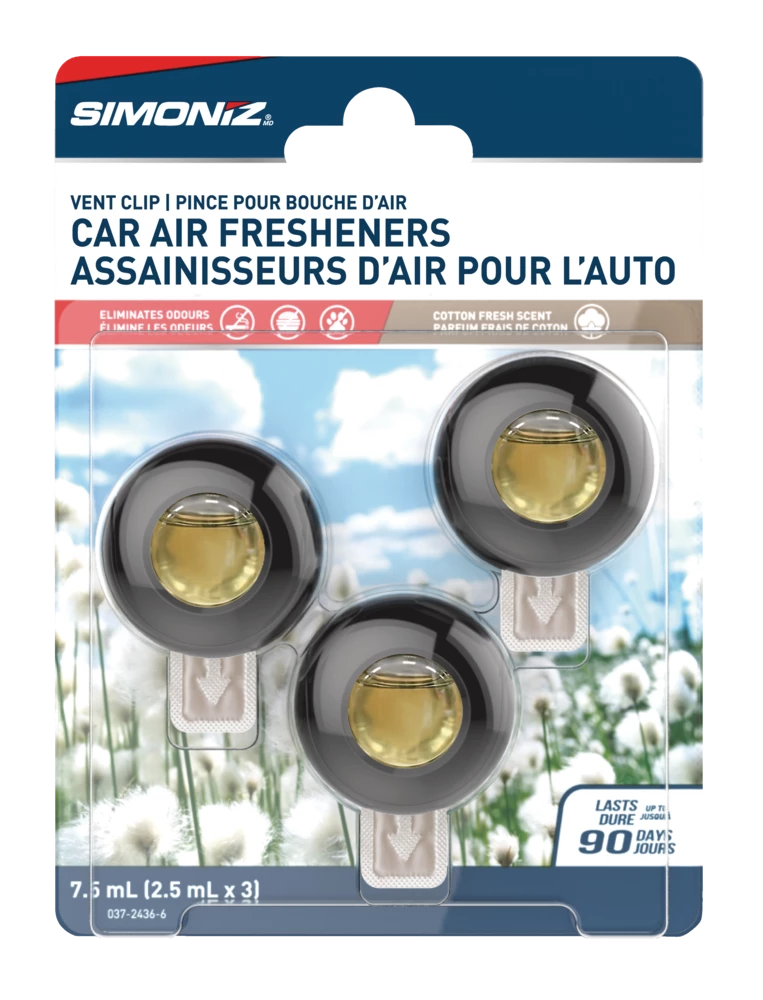 Simoniz Vent Clip Car Air Freshener, Cotton, 3-pk 3 Simoniz Vent Clip Car Air Freshener, Cotton, 3-pk