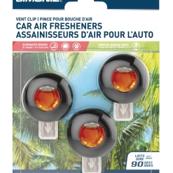 Simoniz Vent Clip Car Air Freshener, Hawaii Aloha, 3-pk