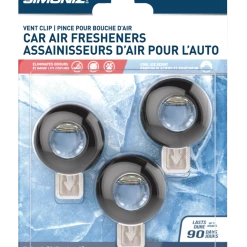 Simoniz Vent Clip Car Air Freshener, Cool Ice, 3-pk